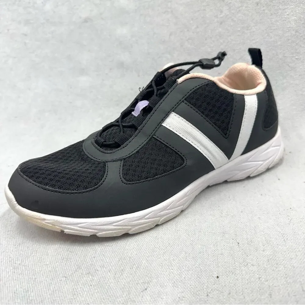 Vionic‎ Maren elastic lace toggle closure comfort walking sneaker black size 9.5